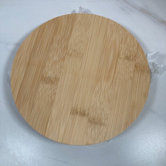 Bamboo Round Serving Set w/Tools - 6.9" Diameter - Cheese Cutlery - Picture 3 of 6